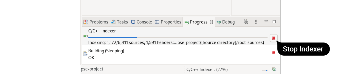 Stop Eclipse indexer operation